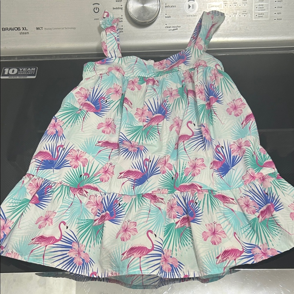 Girl 3T Hawaiian luau tropical print dress lined with included bloomers like new